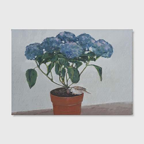 Картина прямоугольная Спящий воробушек на гортензии / 3D-принт – фото 2