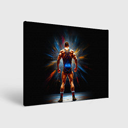 Холст прямоугольный Греко-римский борец на черном, цвет: 3D-принт