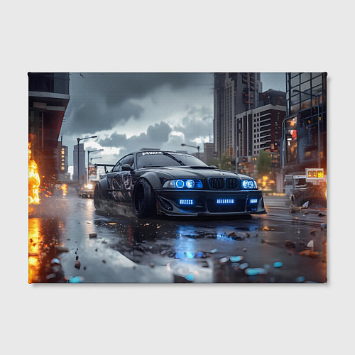 Картина прямоугольная BMW синие фары дождливая погода / 3D-принт – фото 2