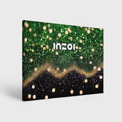 Холст прямоугольный Inzoi лого на черно-зеленом фоне, цвет: 3D-принт