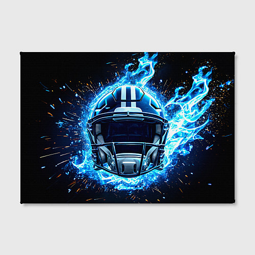 Картина прямоугольная Шлем для американского футбола в синем пламени / 3D-принт – фото 2