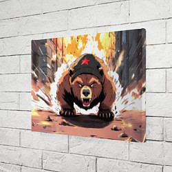 Холст прямоугольный Злой русский медведь с пилоткой на голове, цвет: 3D-принт — фото 2