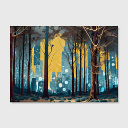 Холст прямоугольный Дома и цифровой лес, цвет: 3D-принт — фото 2