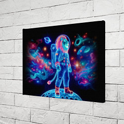 Холст прямоугольный Неоновый лев космонавт - нейроарт, цвет: 3D-принт — фото 2