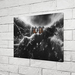 Холст прямоугольный ACDC металлический лого черно-белая текстура, цвет: 3D-принт — фото 2