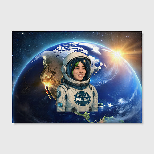 Картина прямоугольная Билли Айлиш в стиле космонавта / 3D-принт – фото 2