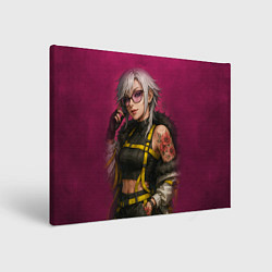 Холст прямоугольный Девушка с татуировкой в очках, цвет: 3D-принт