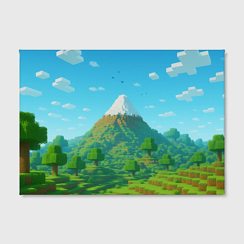 Картина прямоугольная Пейзаж Minecraft с горой со снежной шапкой / 3D-принт – фото 2