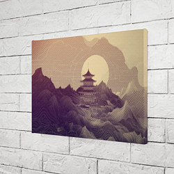 Холст прямоугольный Ретро иллюстрация Японского храма, цвет: 3D-принт — фото 2