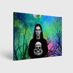 Картина прямоугольная Bones без зрачков держит череп в руках