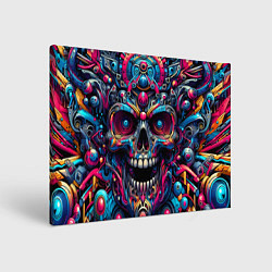 Холст прямоугольный Colorful cyber skull - pattern, цвет: 3D-принт