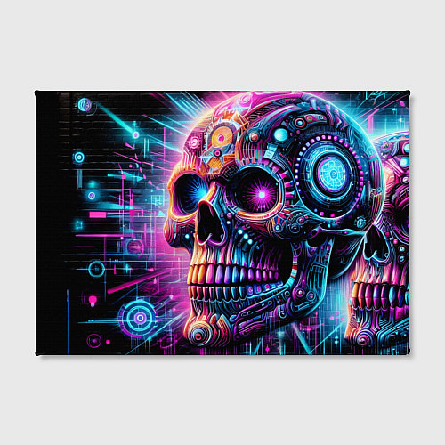 Картина прямоугольная Neon cyber skull / 3D-принт – фото 2