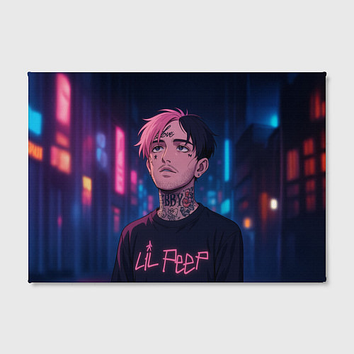 Картина прямоугольная LiL Peep - Неоновый аниме арт / 3D-принт – фото 2