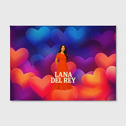 Холст прямоугольный Lana Del Rey на фоне сердечек, цвет: 3D-принт — фото 2