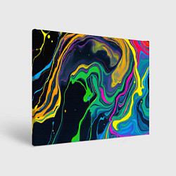 Холст прямоугольный Разводы и переливы разноцветной краски, цвет: 3D-принт