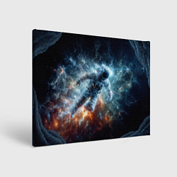 Холст прямоугольный Космонавт парит в космосе среди звезд, цвет: 3D-принт