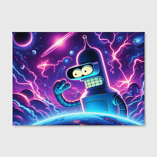 Картина прямоугольная Bender in neon space - cartoon Futurama / 3D-принт – фото 2
