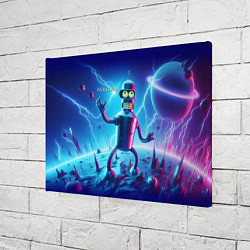 Холст прямоугольный Bender on neon planet - ai art fantasy, цвет: 3D-принт — фото 2