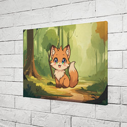 Холст прямоугольный Кавайная лисичка - аниме, цвет: 3D-принт — фото 2