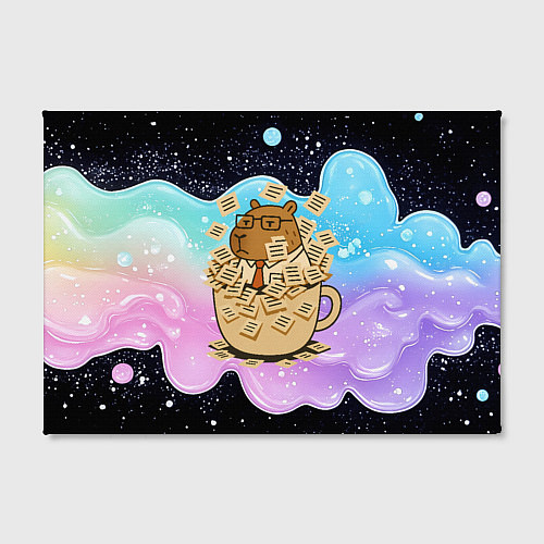 Картина прямоугольная Менеджер капибара в кружке в стикерах / 3D-принт – фото 2