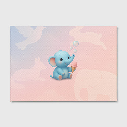Картина прямоугольная Маленький слоненок с мороженым пускает пузыри / 3D-принт – фото 2