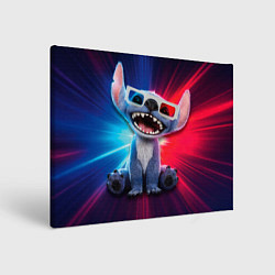 Холст прямоугольный Стич в стерео очках, цвет: 3D-принт