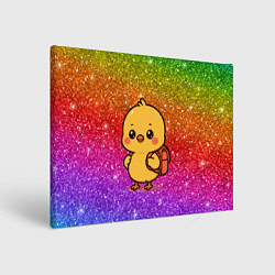 Холст прямоугольный Цыпленок школьник с рюкзаком, цвет: 3D-принт