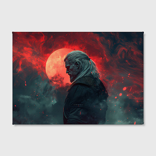 Картина прямоугольная Ведьмак на фоне красной луны / 3D-принт – фото 2