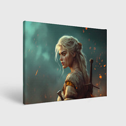 Холст прямоугольный Цири на фоне искр, цвет: 3D-принт