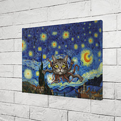 Холст прямоугольный Звездная ночь и кот монстр с щупальцами, цвет: 3D-принт — фото 2