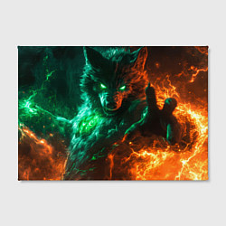 Холст прямоугольный Мифический волк в огне, цвет: 3D-принт — фото 2
