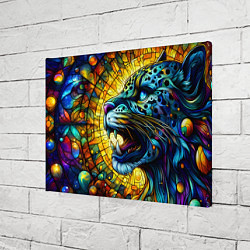 Холст прямоугольный Морда свирепого леопарда - витраж, цвет: 3D-принт — фото 2