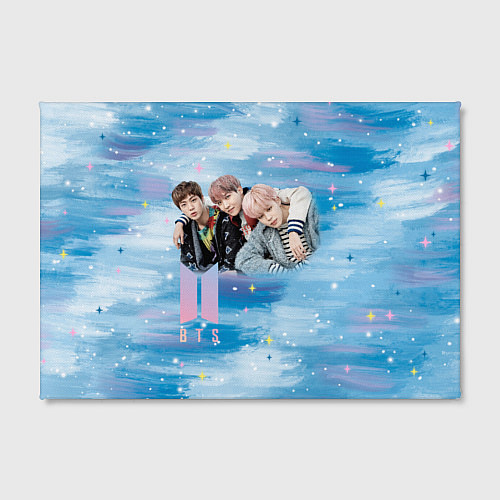 Картина прямоугольная BTS голубой фон со звездочками / 3D-принт – фото 2