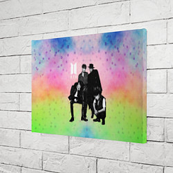 Холст прямоугольный BTS черно-белый стиль на радужном фоне, цвет: 3D-принт — фото 2