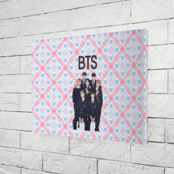 Холст прямоугольный BTS серебряные звездочки на фиолетовом фоне, цвет: 3D-принт — фото 2