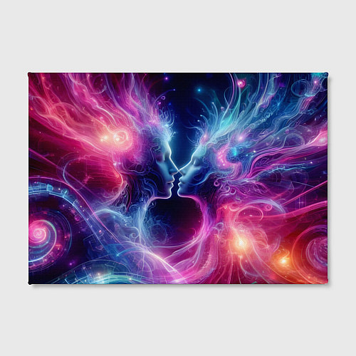 Картина прямоугольная Космический поцелуй - неоновое свечение / 3D-принт – фото 2
