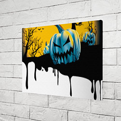 Холст прямоугольный Хэллоуин и пугающие тыквы, цвет: 3D-принт — фото 2