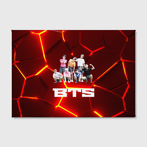 Картина прямоугольная BTS красные плиты с неоновым свечением / 3D-принт – фото 2