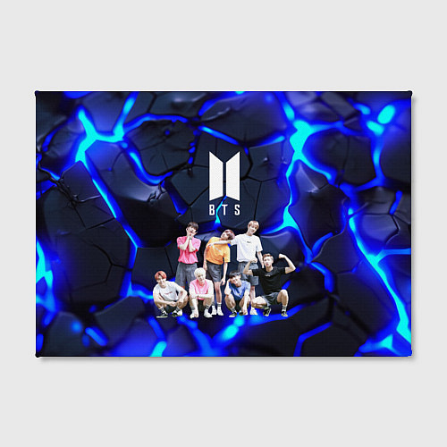 Картина прямоугольная BTS синее свечение на фоне / 3D-принт – фото 2