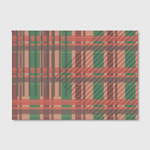 Картина прямоугольная Бледная красно-зелёная клетка и полосы / 3D-принт – фото 2