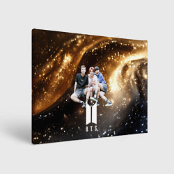 Холст прямоугольный BTS черно-золотой фон, цвет: 3D-принт