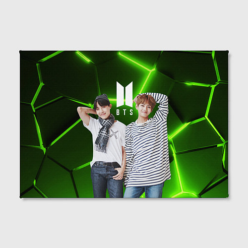 Картина прямоугольная BTS зеленые неоновые плиты / 3D-принт – фото 2