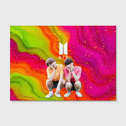 Холст прямоугольный BTS сидят на корточках, цвет: 3D-принт — фото 2