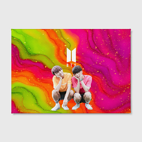 Картина прямоугольная BTS сидят на корточках / 3D-принт – фото 2