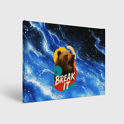 Холст прямоугольный Break it злой медведь, цвет: 3D-принт