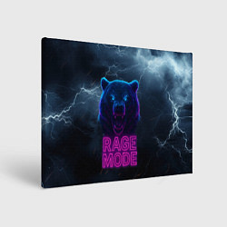 Холст прямоугольный Rage mode злой медведь, цвет: 3D-принт
