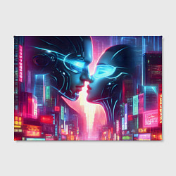 Холст прямоугольный Cyber neon kiss - ai art fantasy, цвет: 3D-принт — фото 2