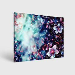 Картина прямоугольная Магические цветы сине-зелёный