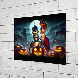 Холст прямоугольный Бендер с Фраем в ночь на Хэллоуин, цвет: 3D-принт — фото 2