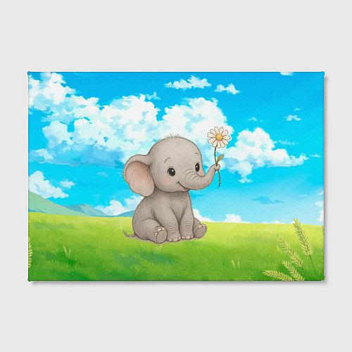 Картина прямоугольная Слоненок с цветочком / 3D-принт – фото 2